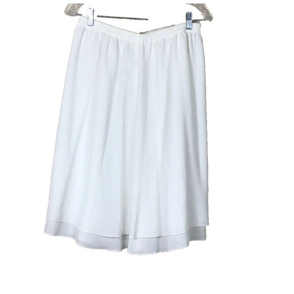 VTG Leslie Fay Womens Skirt 16 Petite Off White Ivory Knee Length Elastic Waist - Picture 1 of 5